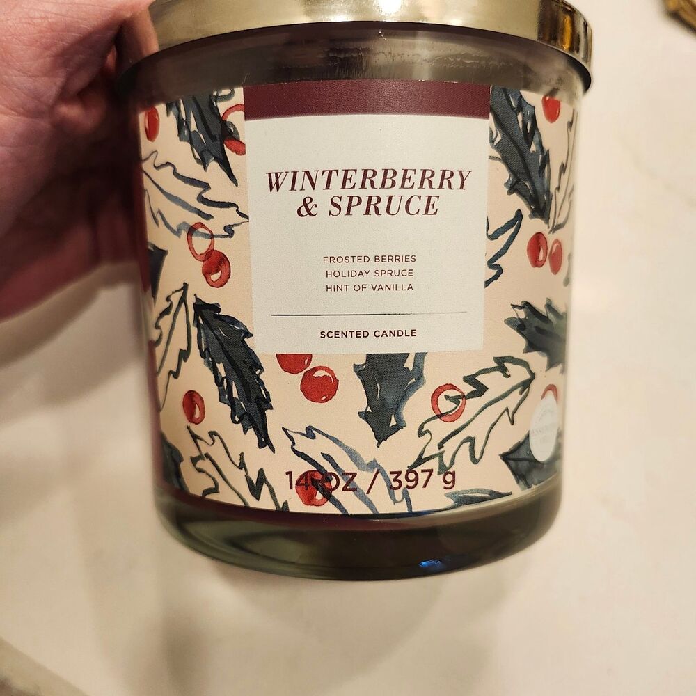 Sonoma Winterberry & Spruce Scented Candle 14oz 3-Wick Frosted Berries Holiday